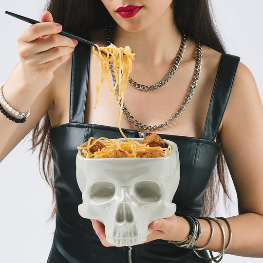 Skull Italian Noodle Bowl Halloween Tableware Table Decoration