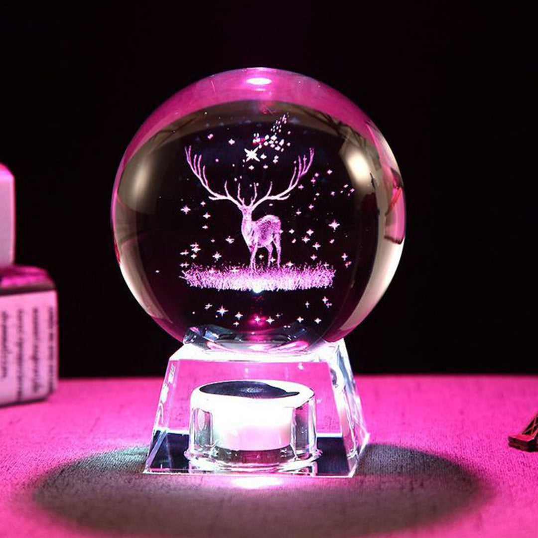 LED Music Box, Luminous Crystal Ball, Milky Way, Solar System, 3D Perspective