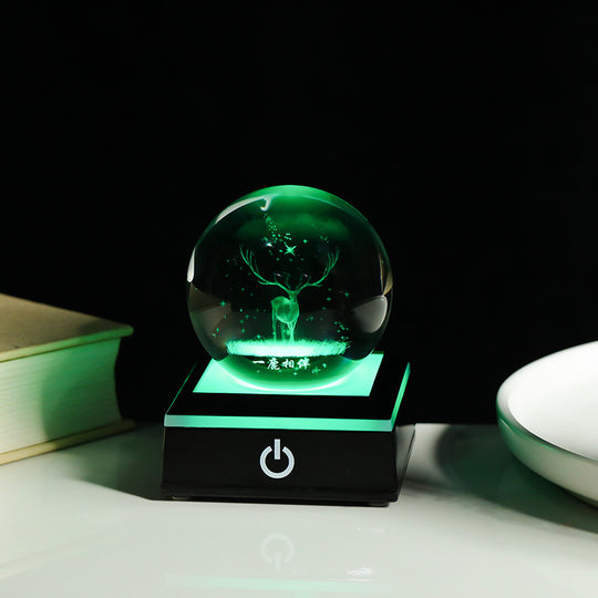 Crystal Ball Inner Carving 3D Luminous Atmosphere Small Night Lamp