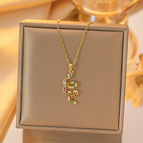 New Snake Necklace With Rhinestone Design Fashion Chain Women's Jewelry