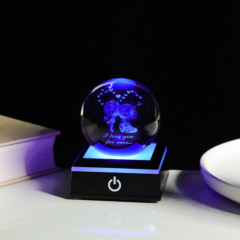 Crystal Ball Inner Carving 3D Luminous Atmosphere Small Night Lamp