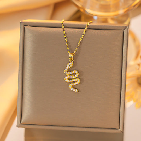 New Snake Necklace With Rhinestone Design Fashion Chain Women's Jewelry