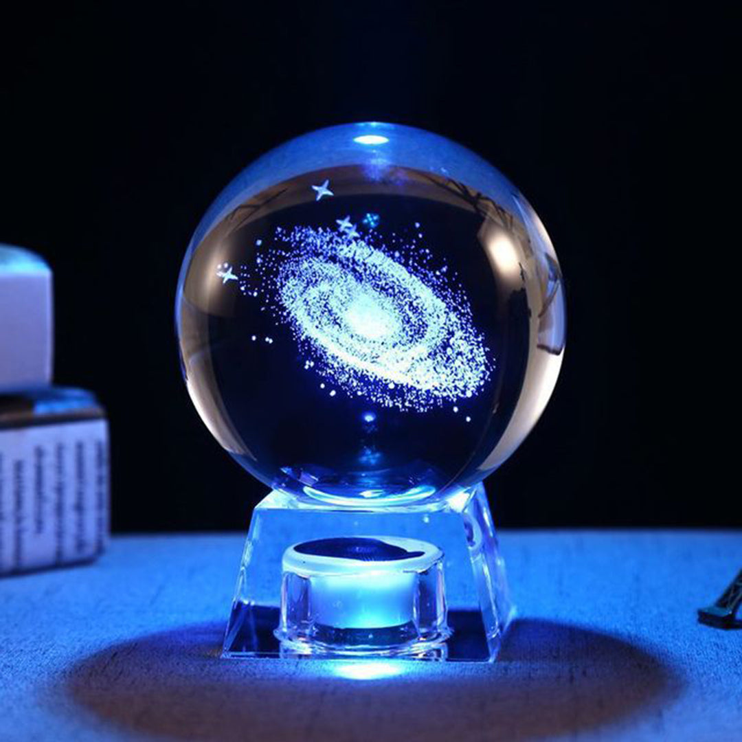 LED Music Box, Luminous Crystal Ball, Milky Way, Solar System, 3D Perspective