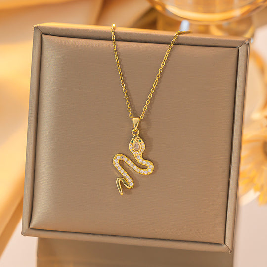 New Snake Necklace With Rhinestone Design Fashion Chain Women's Jewelry