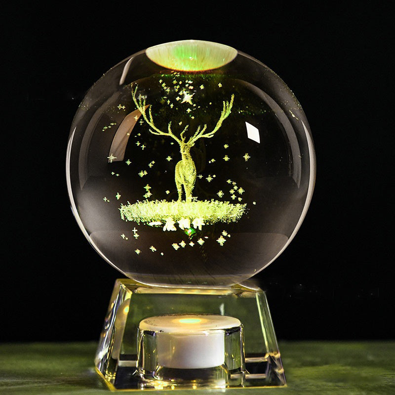 LED Music Box, Luminous Crystal Ball, Milky Way, Solar System, 3D Perspective