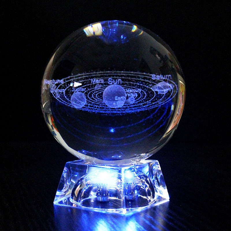 LED Music Box, Luminous Crystal Ball, Milky Way, Solar System, 3D Perspective