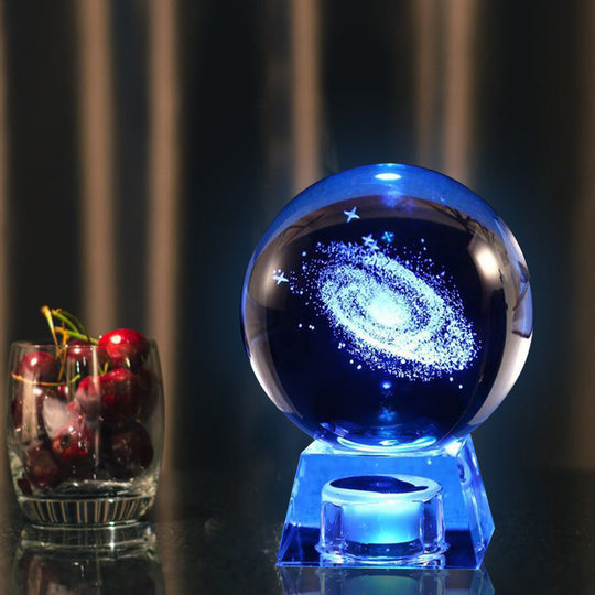 LED Music Box, Luminous Crystal Ball, Milky Way, Solar System, 3D Perspective